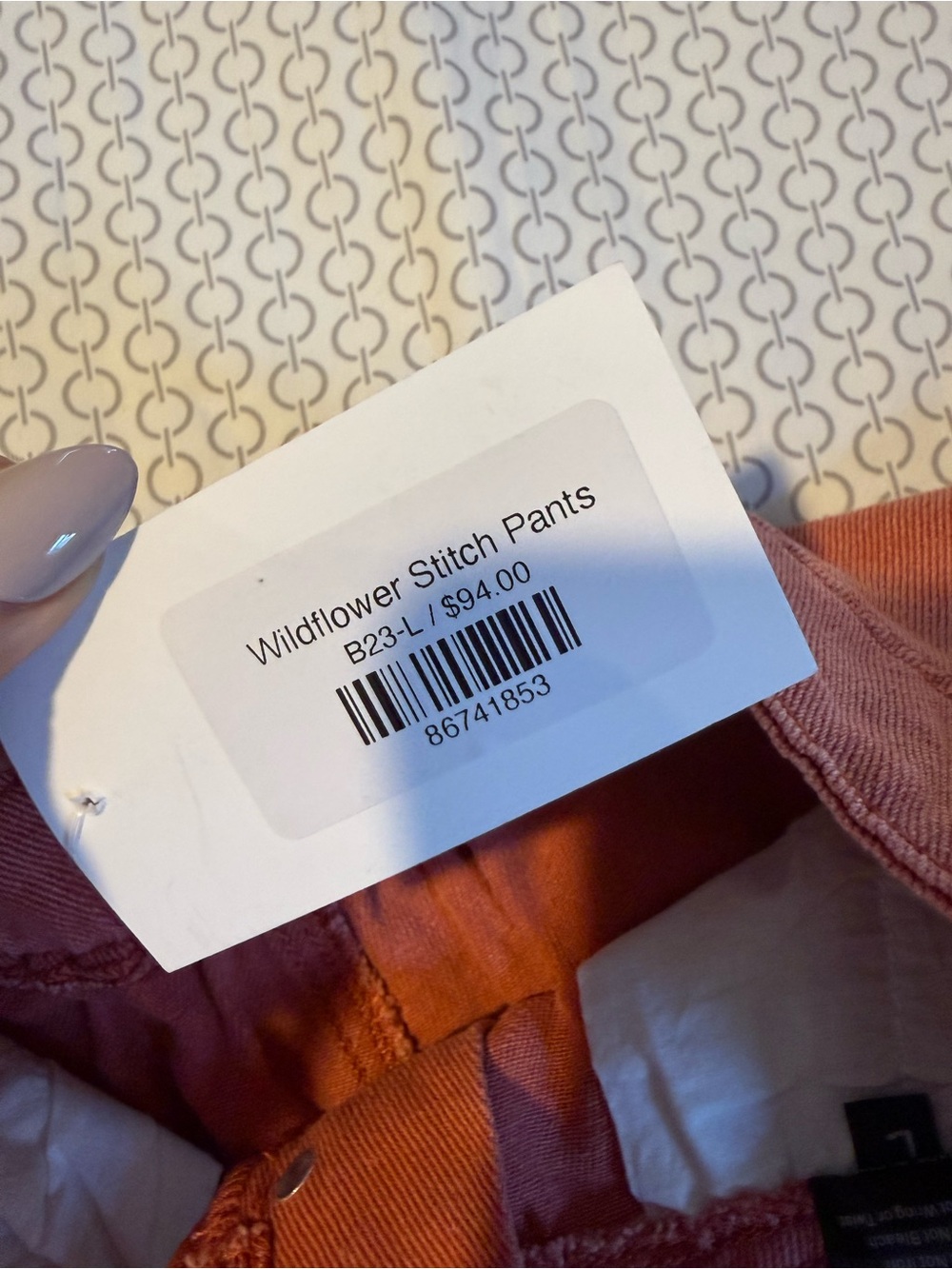 POL Rust Orange Jogger Pants with Black Floral Embroidery - Picture 4 of 5